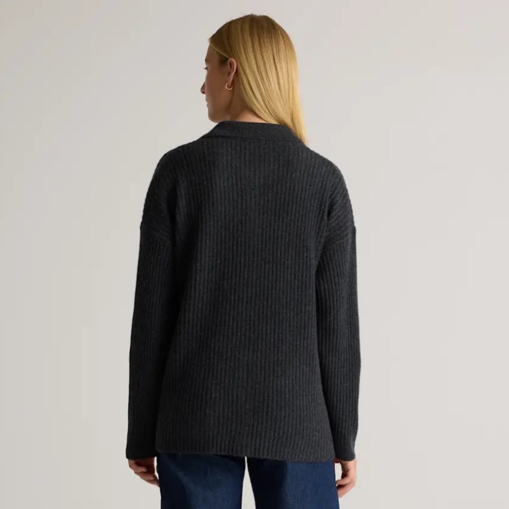 Quince Mongolian Cashmere Wide-Rib Oversized Collared Cardigan - Small - Picture 3 of 8